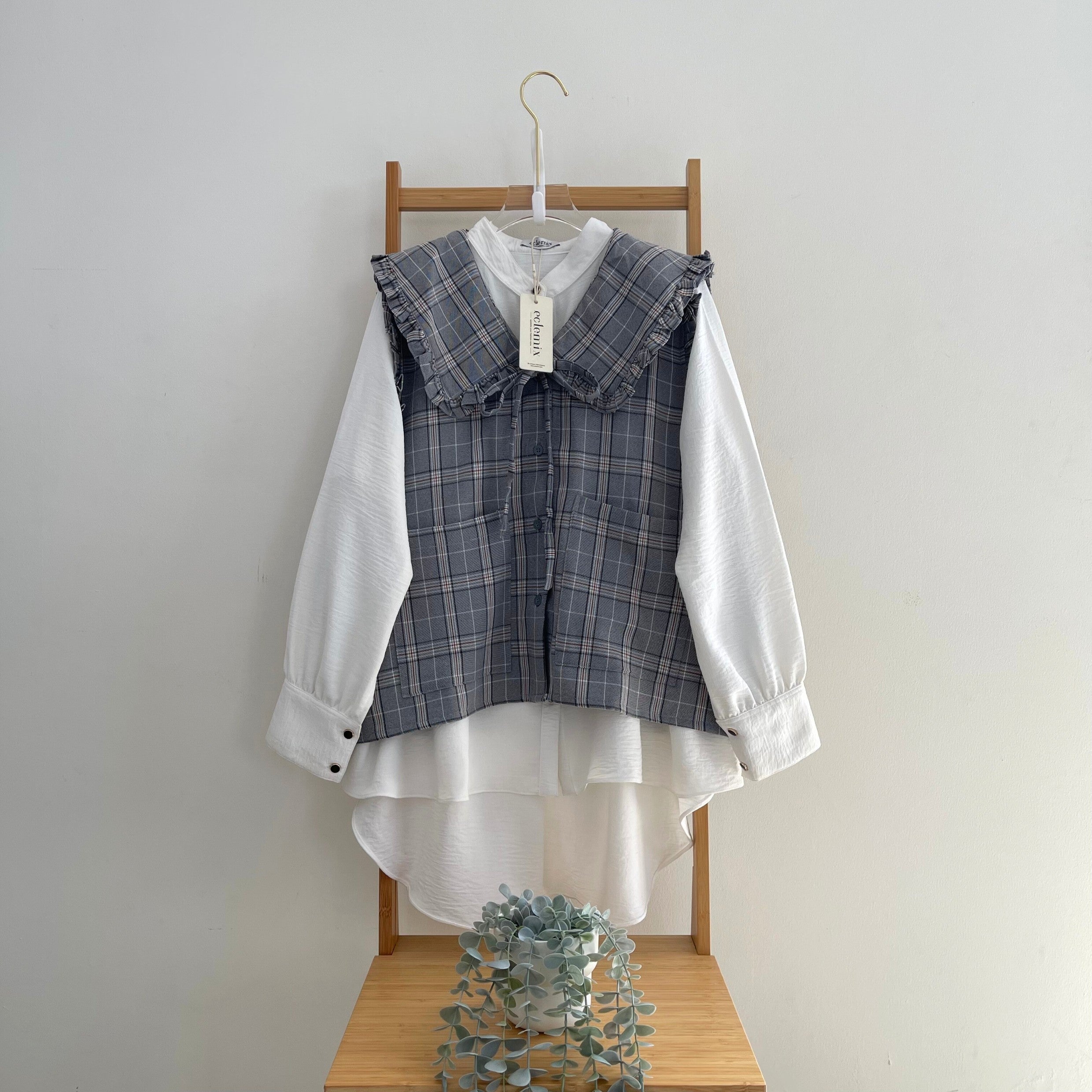 Image of Eclemix Outer Mosha | Vest Wanita Tartan Tanpa Lengan